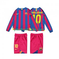 Nogometni Dresovi FC Barcelona RONALDINHO 10 2005 Retro Dječji Domaći dres 2006 Dugi Rukav