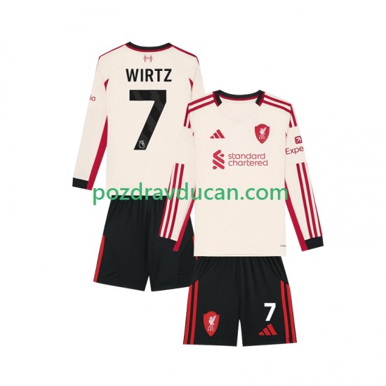 Nogometni Dresovi Liverpool Florian Wirtz 7 Dječji Gostujući dres 2025-2026 Dugi Rukav