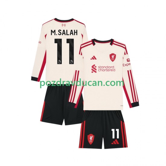 Nogometni Dresovi Liverpool Mohamed Salah 11 Dječji Gostujući dres 2025-2026 Dugi Rukav