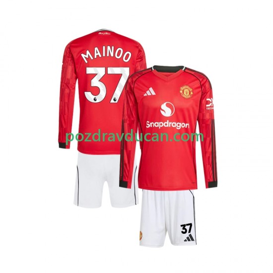Nogometni Dresovi Manchester United Kobbie Mainoo 37 Dječji Domaći dres 2025-2026 Dugi Rukav