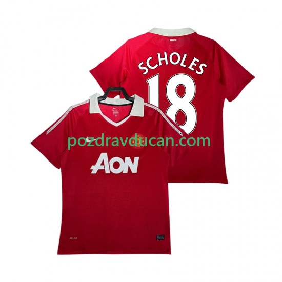 Nogometni Dresovi Manchester United SCHOLES 18 Retro Muški Domaći dres 2011 2010 Kratkih Rukava