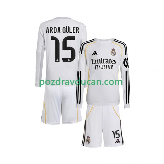 Nogometni Dresovi Real Madrid Arda Guler 15 Dječji Domaći dres 2025-2026 Dugi Rukav