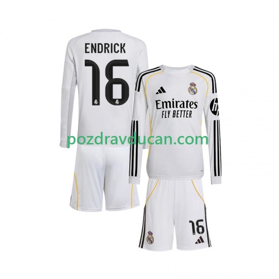 Nogometni Dresovi Real Madrid Endrick 16 Dječji Domaći dres 2025-2026 Dugi Rukav