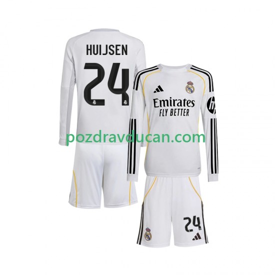 Nogometni Dresovi Real Madrid Huijsen 24 Dječji Domaći dres 2025-2026 Dugi Rukav