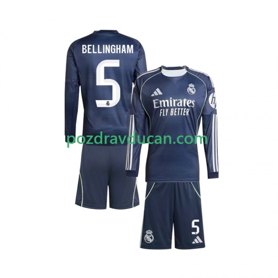 Nogometni Dresovi Real Madrid Jude Bellingham 5 Dječji Gostujući dres 2025-2026 Dugi Rukav