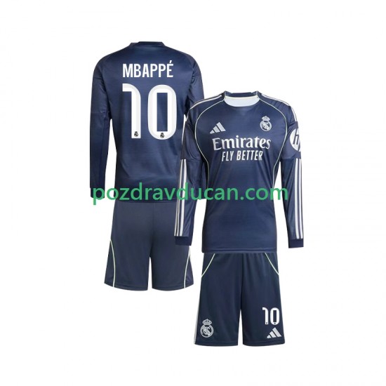 Nogometni Dresovi Real Madrid Mbappé Kylian 10 Dječji Gostujući dres 2025-2026 Dugi Rukav