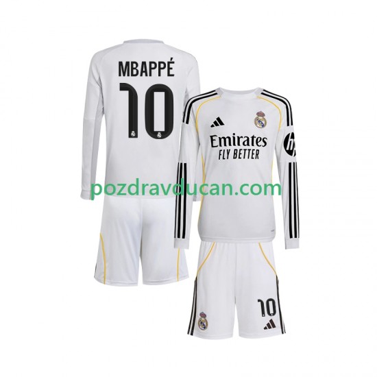 Nogometni Dresovi Real Madrid Mbappé Kylian 10 Dječji Domaći dres 2025-2026 Dugi Rukav