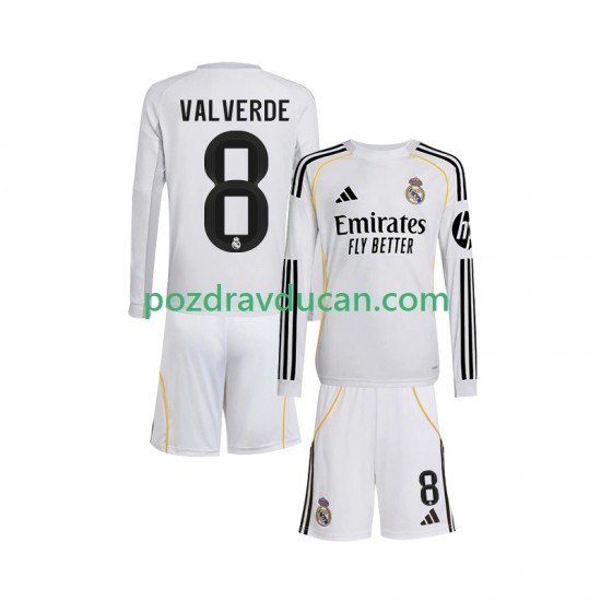 Nogometni Dresovi Real Madrid Valverde 8 Dječji Domaći dres 2025-2026 Dugi Rukav