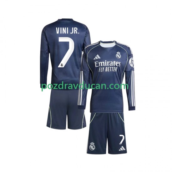 Nogometni Dresovi Real Madrid Vinicius Junior 7 Dječji Gostujući dres 2025-2026 Dugi Rukav