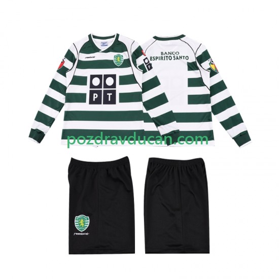 Nogometni Dresovi Sporting CP 2001 2003 Retro Dječji Domaći dres Dugi Rukav