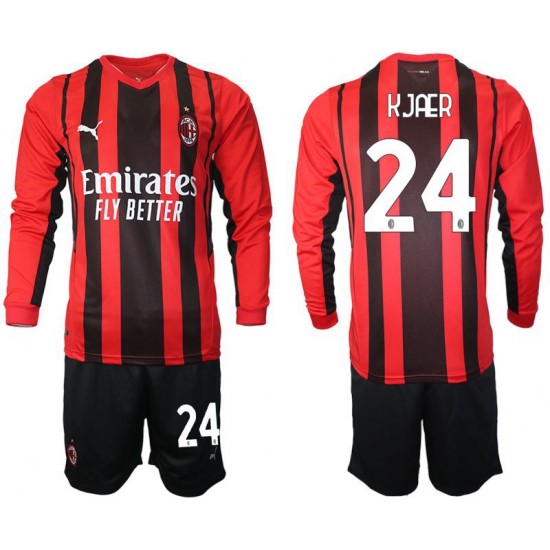 Nogometni Dresovi AC Milan Simon Kjær 24 Dječji Domaći dres 2021-2022 Dugi Rukav