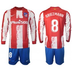 Nogometni Dresovi Atlético Madrid GRIEZMANN 8 Dječji Domaći dres 2021-2022 Dugi Rukav