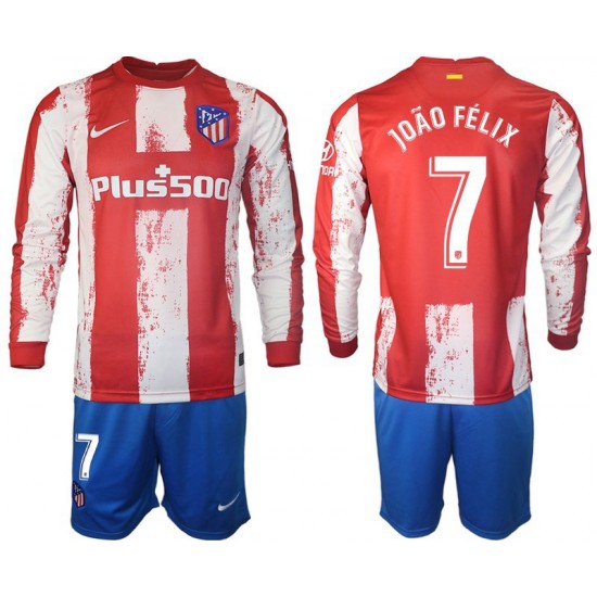 Nogometni Dresovi Atlético Madrid Joao Felix 7 Dječji Domaći dres 2021-2022 Dugi Rukav