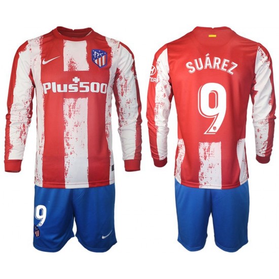 Nogometni Dresovi Atlético Madrid Suarez 9 Dječji Domaći dres 2021-2022 Dugi Rukav