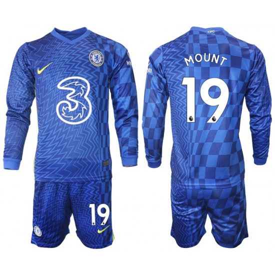 Nogometni Dresovi Chelsea Mount 19 Dječji Domaći dres 2021-2022 Dugi Rukav