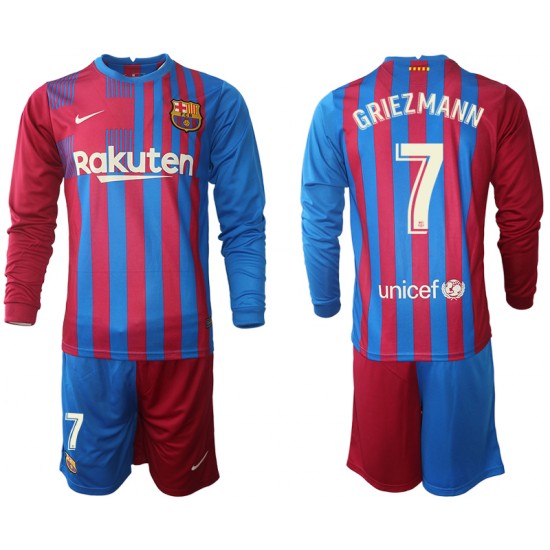 Nogometni Dresovi FC Barcelona Antoine Griezmann 7 Dječji Domaći dres 2021-2022 Dugi Rukav