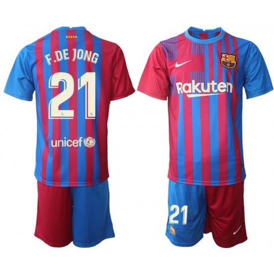 Nogometni Dresovi FC Barcelona Frenkie de Jong 21 Dječji Domaći dres 2021-2022 Kratkih Rukava