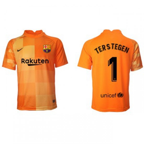 Nogometni Dresovi FC Barcelona Vratar Ter Stegen 1 Domaći dres 2021-2022 Kratkih Rukava