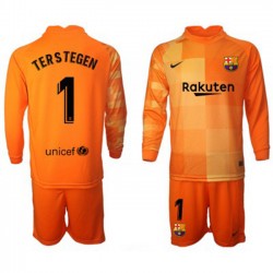 Nogometni Dresovi FC Barcelona Vratar Ter Stegen 1 Dječji Domaći dres 2021-2022 Dugi Rukav