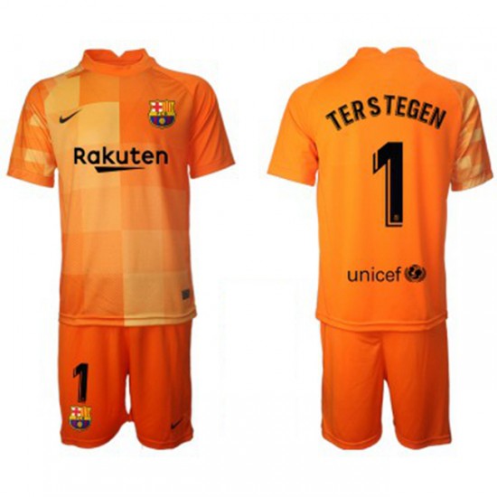 Nogometni Dresovi FC Barcelona Vratar Ter Stegen 1 Dječji Domaći dres 2021-2022 Kratkih Rukava