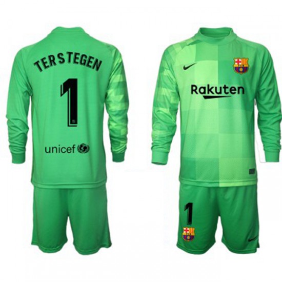 Nogometni Dresovi FC Barcelona Vratar Ter Stegen 1 Dječji Treći dres 2021-2022 Dugi Rukav