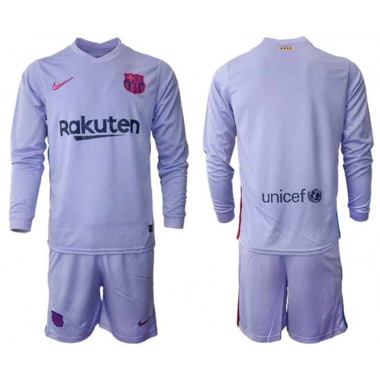 Nogometni Dresovi FC Barcelona Dječji Gostujući dres 2021-2022 Dugi Rukav