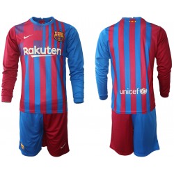 Nogometni Dresovi FC Barcelona Dječji Domaći dres 2021-2022 Dugi Rukav