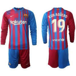 Nogometni Dresovi FC Barcelona Kun Aguero 19 Dječji Domaći dres 2021-2022 Dugi Rukav