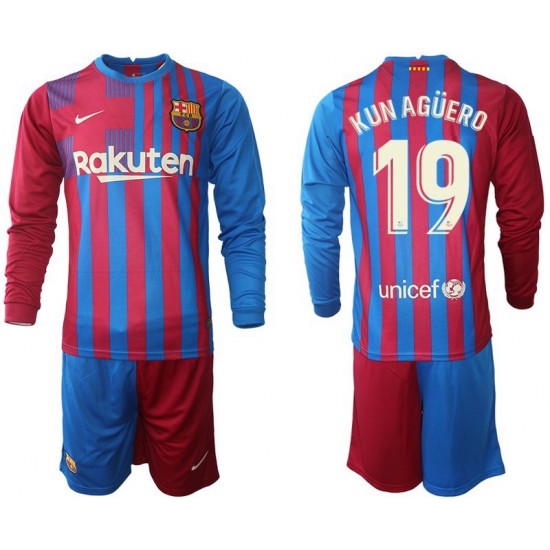 Nogometni Dresovi FC Barcelona Kun Aguero 19 Dječji Domaći dres 2021-2022 Dugi Rukav