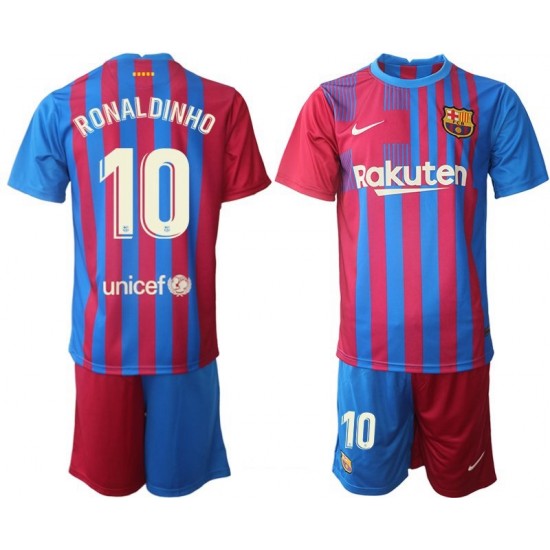 Nogometni Dresovi FC Barcelona Ronaldinho 10 Dječji Domaći dres 2021-2022 Kratkih Rukava