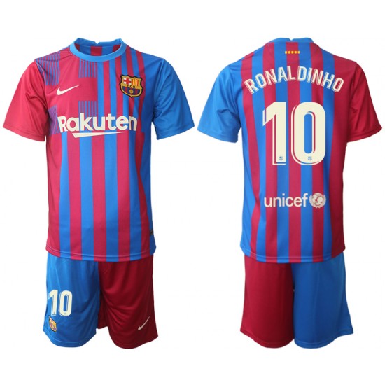 Nogometni Dresovi FC Barcelona Ronaldinho 10 Dječji Domaći dres 2021-2022 Kratkih Rukava