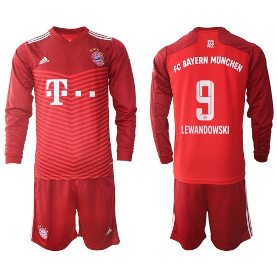 Nogometni Dresovi FC Bayern München Robert Lewandowski 9 Dječji Domaći dres 2021-2022 Dugi Rukav