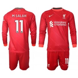 Nogometni Dresovi Liverpool M.Salah 11 Dječji Domaći dres 2021-2022 Dugi Rukav