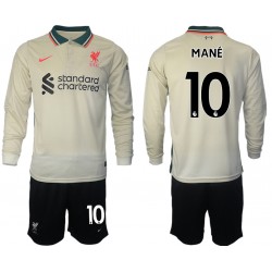 Nogometni Dresovi Liverpool Sadio Mane 10 Dječji Gostujući dres 2021-2022 Dugi Rukav