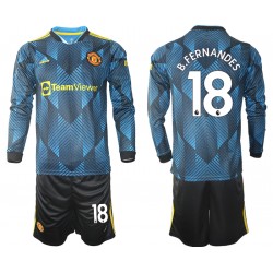 Nogometni Dresovi Manchester United Bruno Fernandes 18 Dječji Treći dres 2021-2022 Dugi Rukav