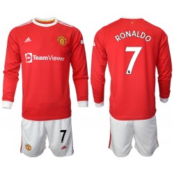 Nogometni Dresovi Manchester United Cristiano Ronaldo 7 Dječji Domaći dres 2021-2022 Dugi Rukav