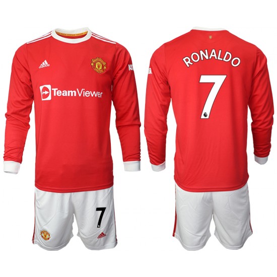 Nogometni Dresovi Manchester United Cristiano Ronaldo 7 Dječji Domaći dres 2021-2022 Dugi Rukav