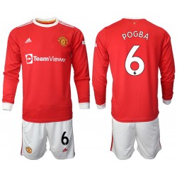 Nogometni Dresovi Manchester United Paul Pogba 6 Dječji Domaći dres 2021-2022 Dugi Rukav