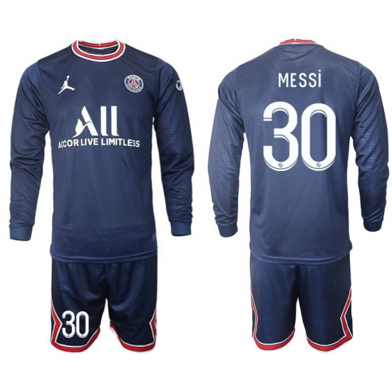 Nogometni Dresovi Paris Saint-Germain MESSI 30 Dječji Domaći dres 2021-2022 Dugi Rukav