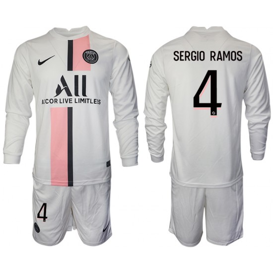 Nogometni Dresovi Paris Saint-Germain Sergio Ramos 4 Dječji Gostujući dres 2021-2022 Dugi Rukav