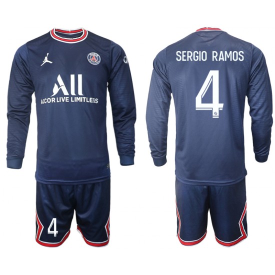 Nogometni Dresovi Paris Saint-Germain Sergio Ramos 4 Dječji Domaći dres 2021-2022 Dugi Rukav