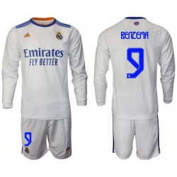 Nogometni Dresovi Real Madrid Benzema 9 Dječji Domaći dres 2021-2022 Dugi Rukav