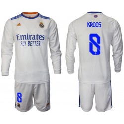 Nogometni Dresovi Real Madrid Kroos 8 Dječji Domaći dres 2021-2022 Dugi Rukav
