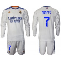Nogometni Dresovi Real Madrid Mbappé 7 Dječji Domaći dres 2021-2022 Dugi Rukav