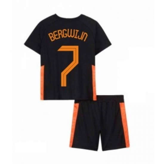 Nogometni Dresovi Nizozemska Steven Bergwijn 7 Dječji Gostujući dres Euro 2020 Kratkih Rukava