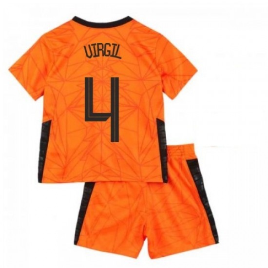 Nogometni Dresovi Nizozemska Virgil van Dijk 4 Dječji Domaći dres Euro 2020 Kratkih Rukava