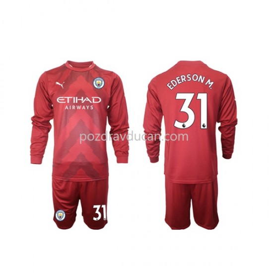 Nogometni Dresovi Manchester City Ederson M 31 Vratar Dječji Domaći dres 2022-2023 Dugi Rukav