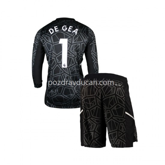 Nogometni Dresovi Manchester United DE GEA 1 Vratar Dječji Gostujući dres 2022-2023 Dugi Rukav