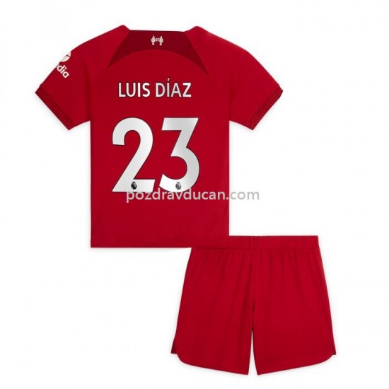 Nogometni Dresovi Liverpool Diaz 23 Dječji Domaći dres 2022-2023 Kratkih Rukava