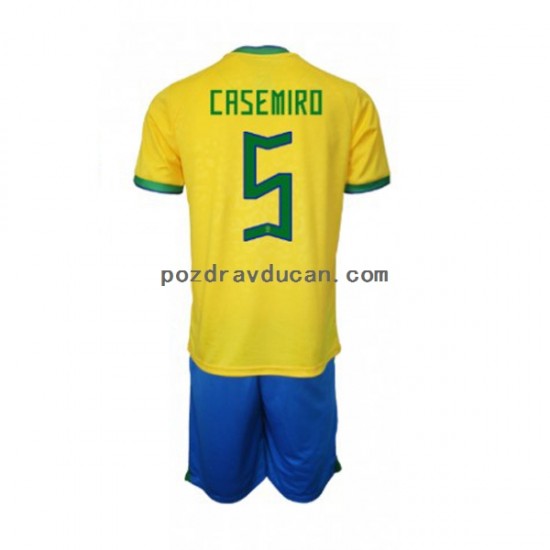 Nogometni Dresovi Brazil Casemiro 5 Dječji Domaći dres World Cup 2022 Kratkih Rukava
